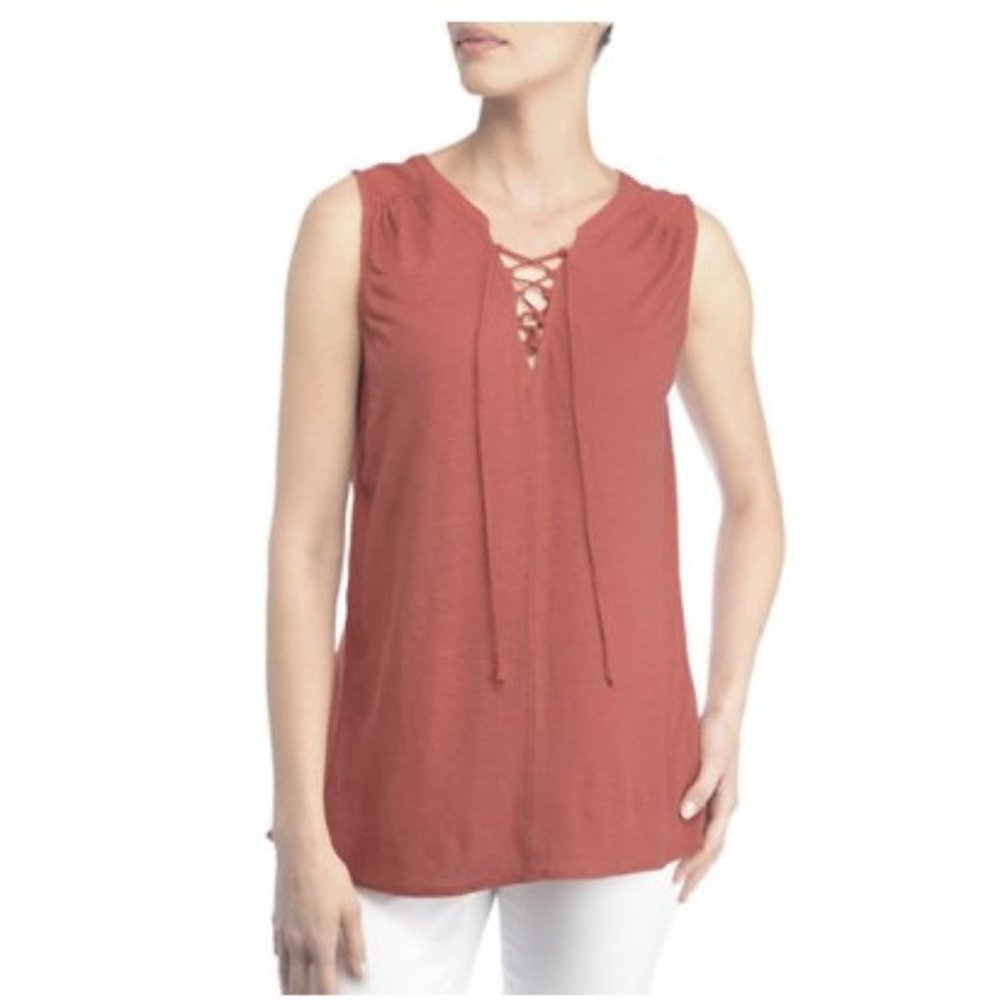 NYDJ  Lucia Lace-Up Summer Tank Top Coppertone